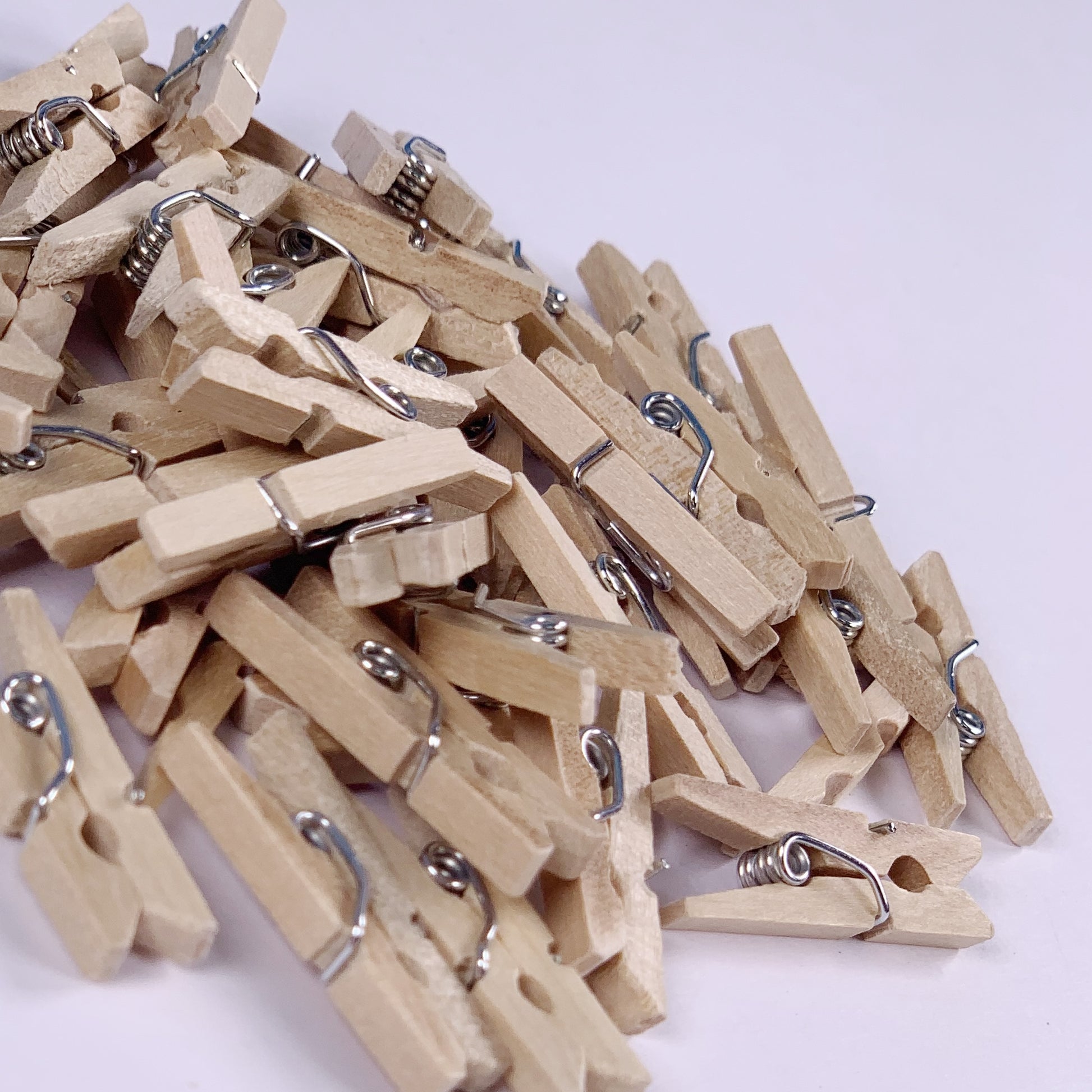 natural mini clothes pegs