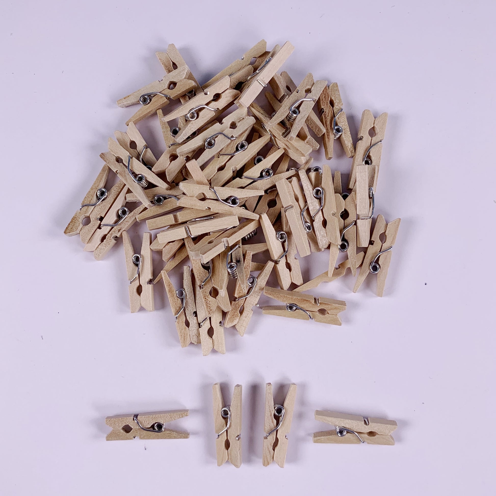natural mini clothes pegs