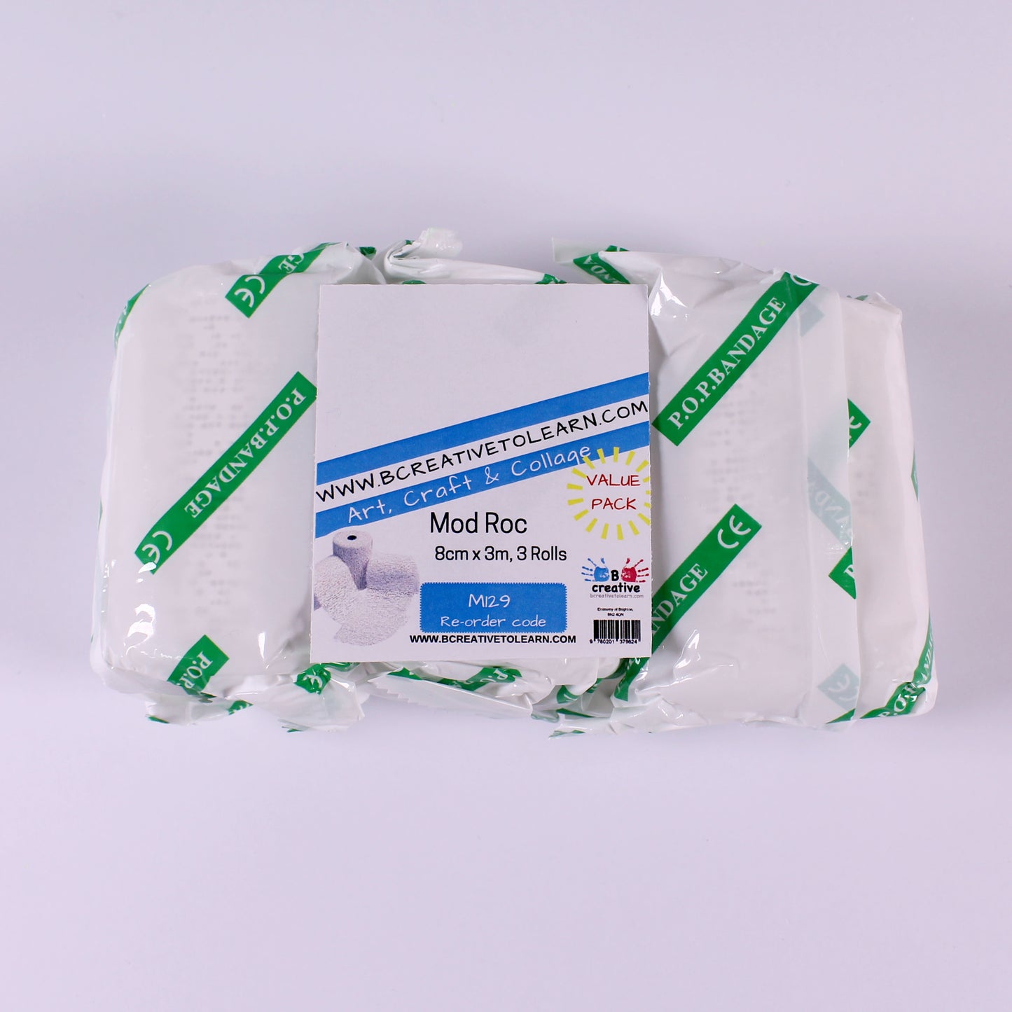 White Fast Drying Modroc Plaster of Paris Bandage Strips 8cm X 3m