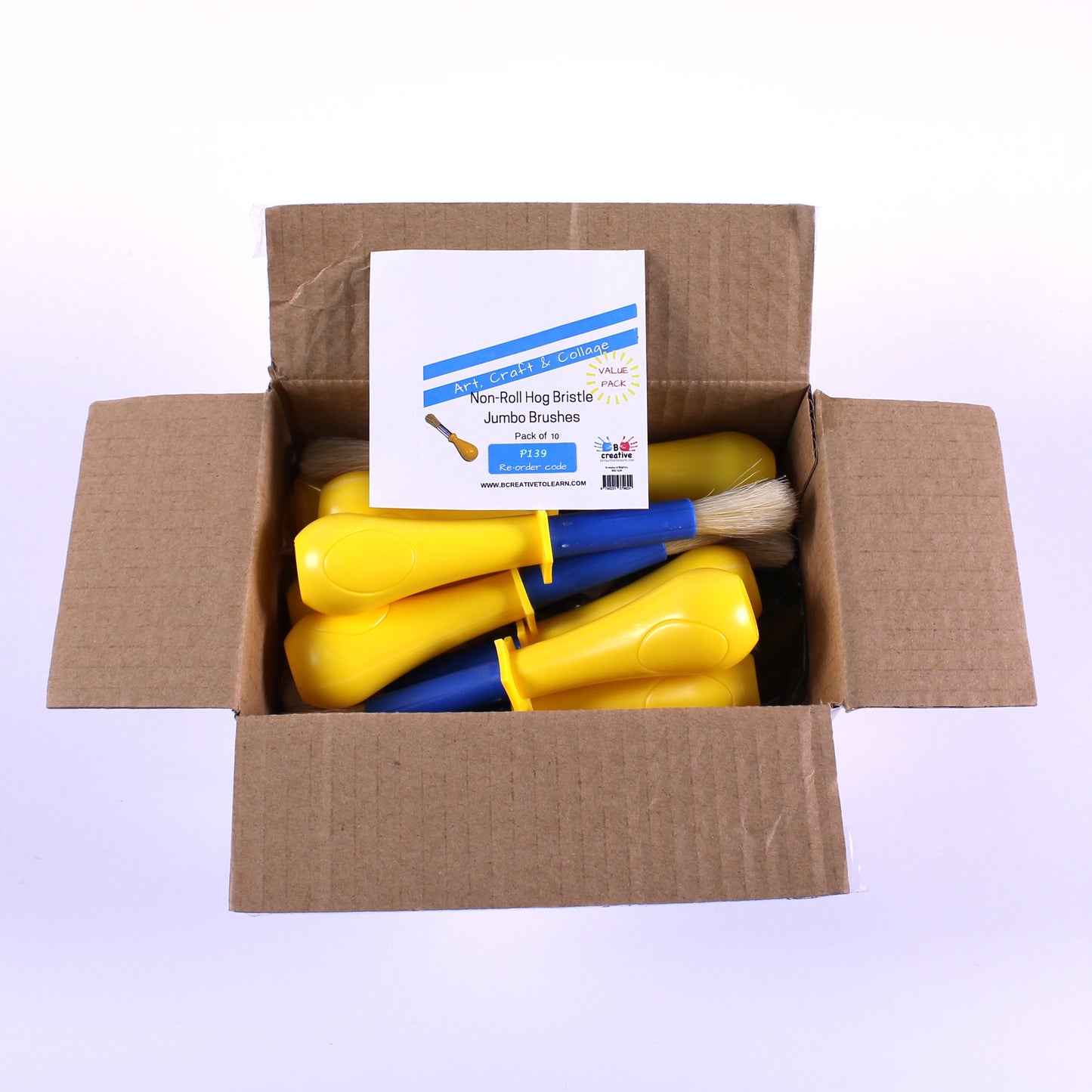 Yellow Non-Roll Hog Bristle Jumbo Paint Brushes