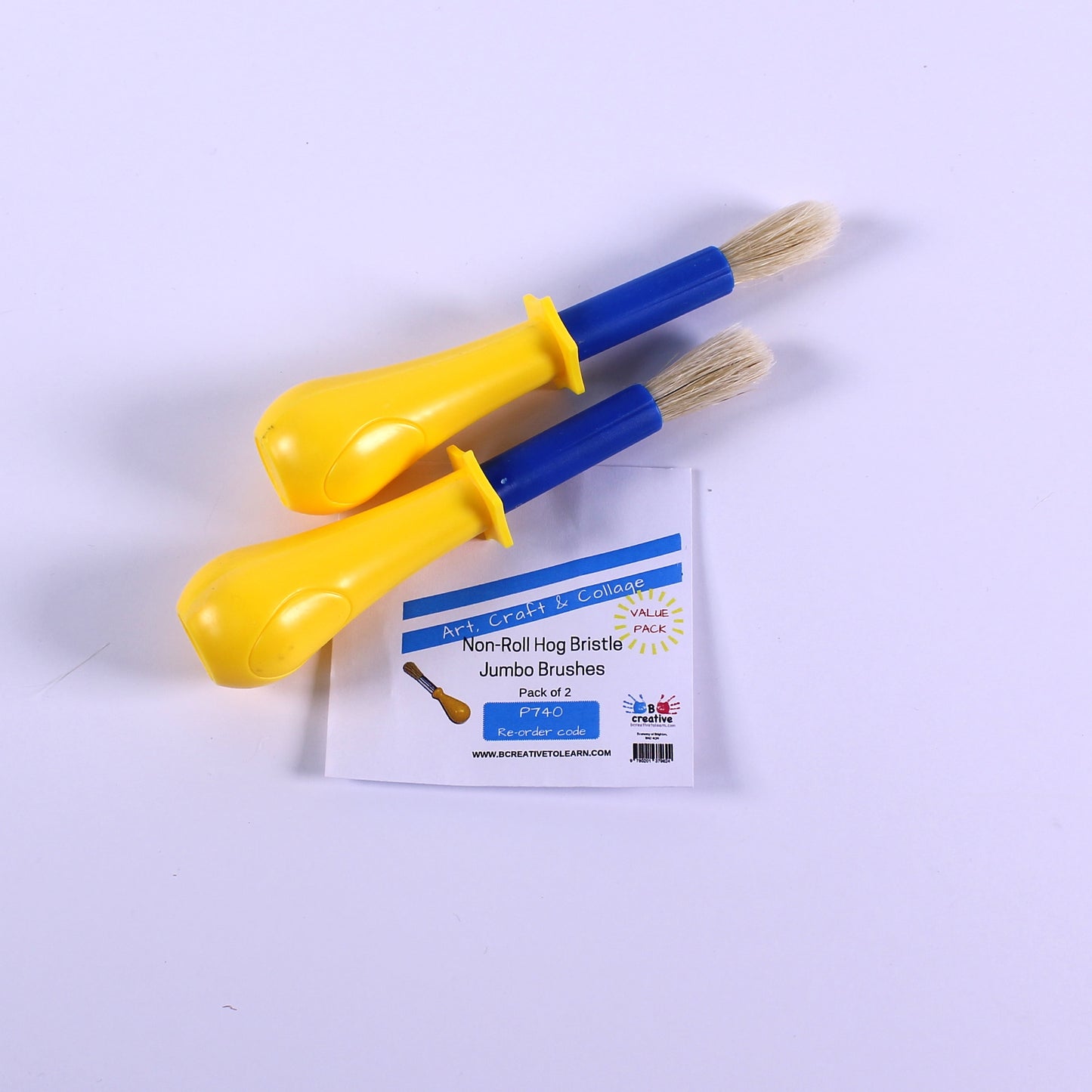 Yellow Non-Roll Hog Bristle Jumbo Paint Brushes
