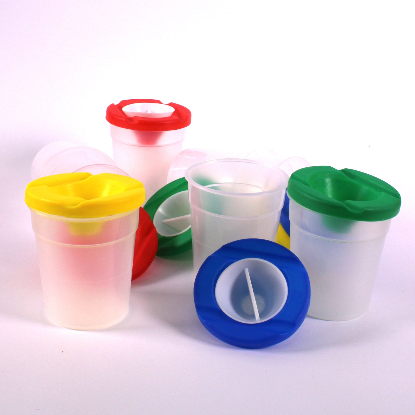 Paint Pots - Plastic Non - Spill Paint and Water Pots with Lids
