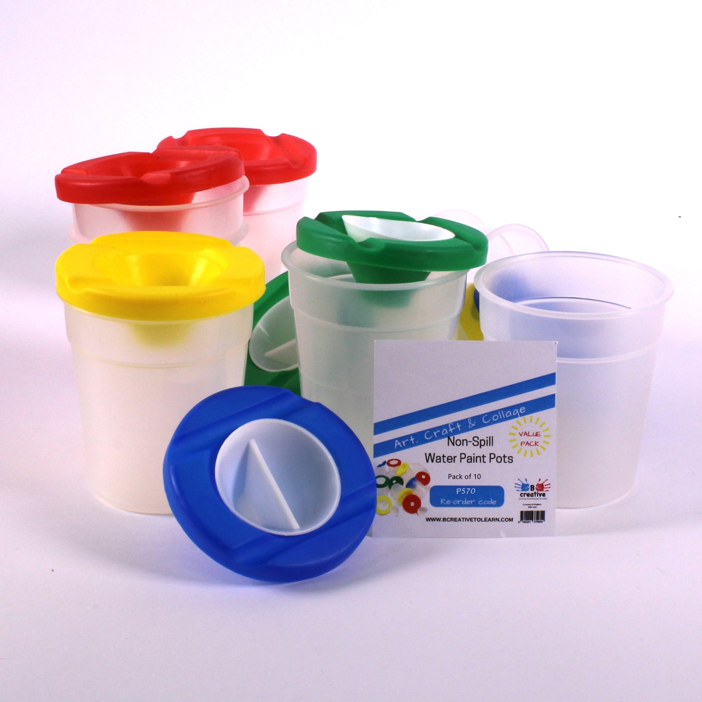 Paint Pots - Plastic Non - Spill Paint and Water Pots with Lids