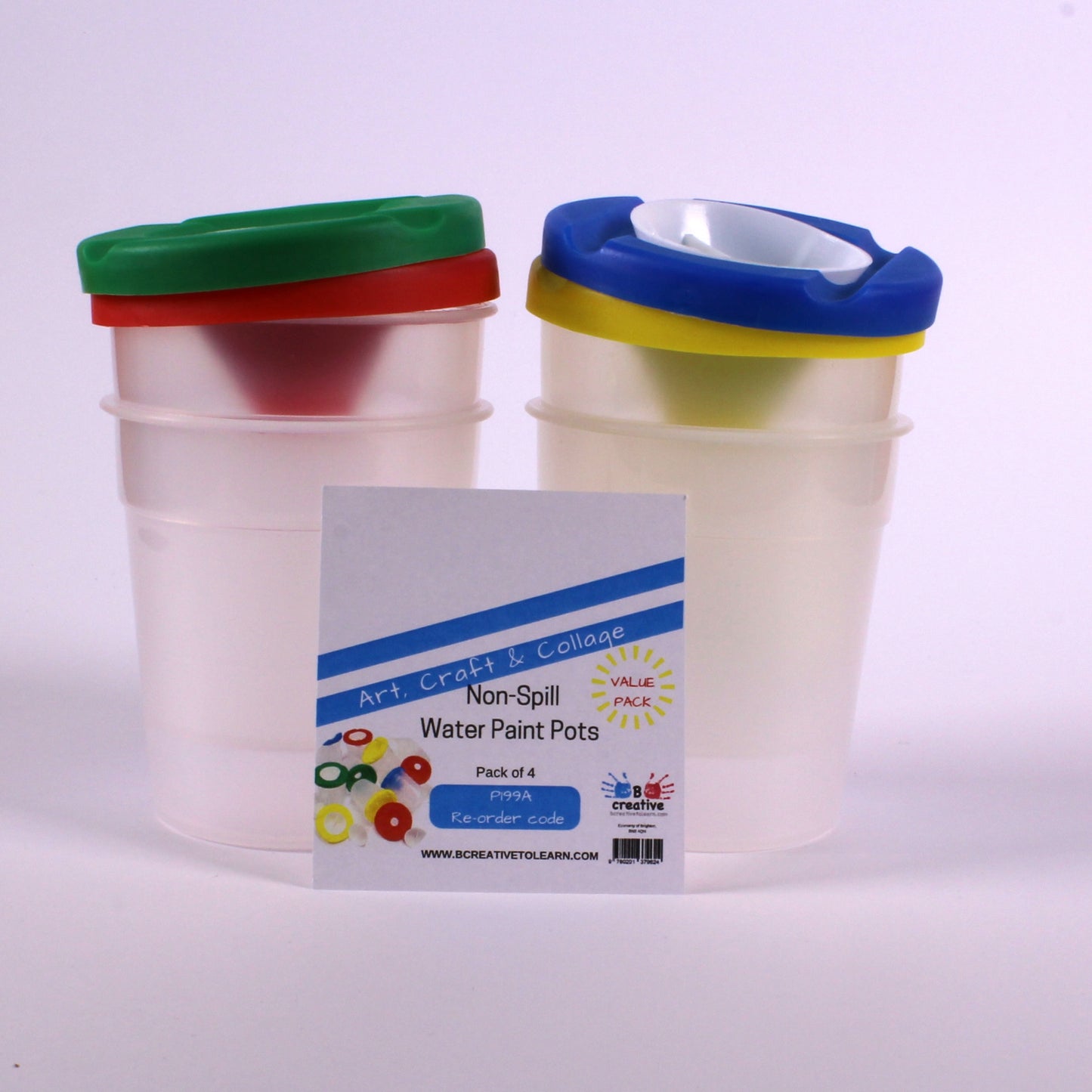 Paint Pots - Plastic Non - Spill Paint and Water Pots with Lids