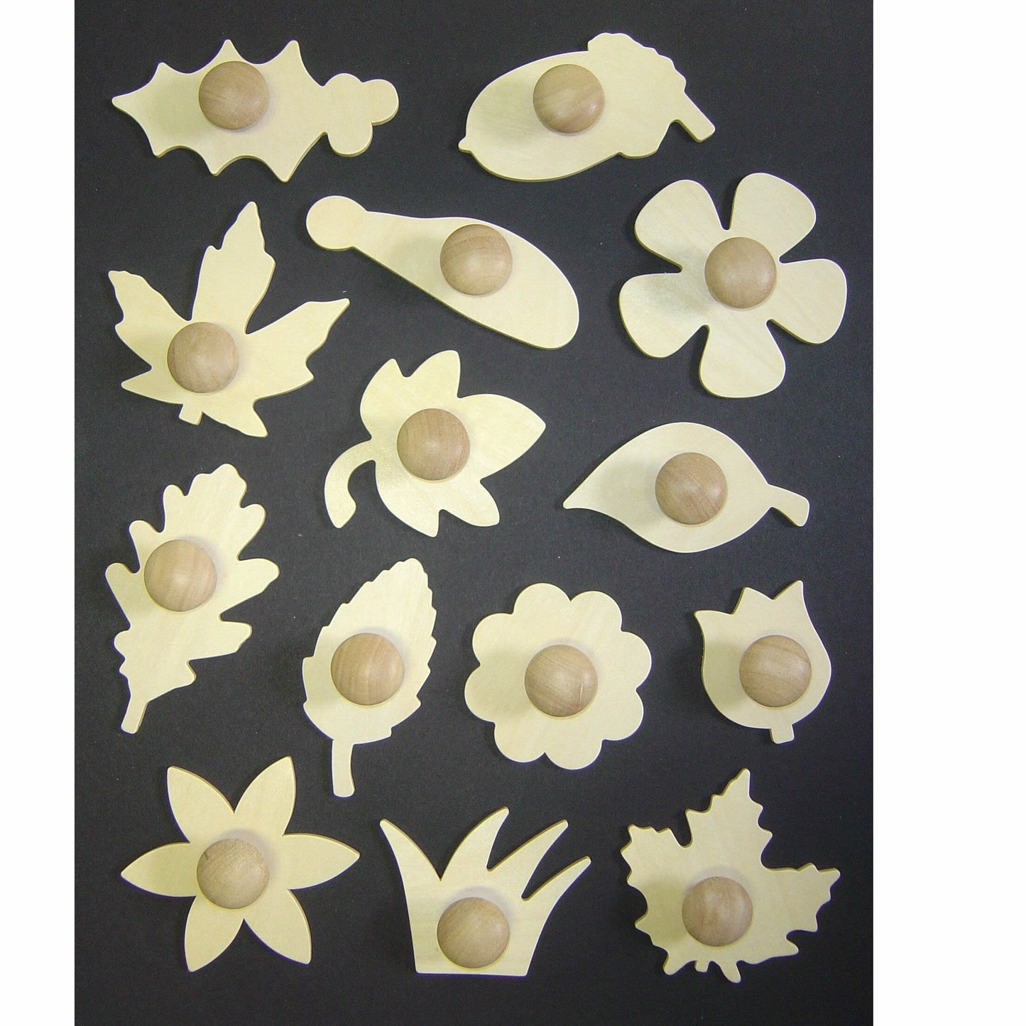 wooden leaf and flower stencils