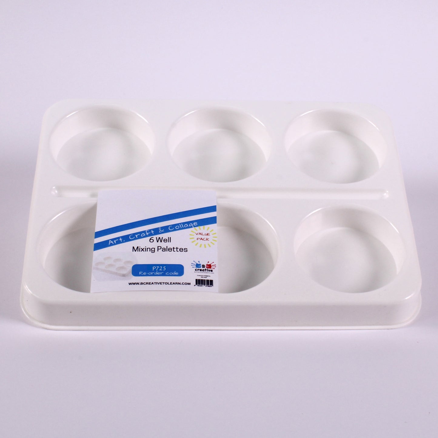 Deep 6 Well White Plastic Paint Mixing Palettes