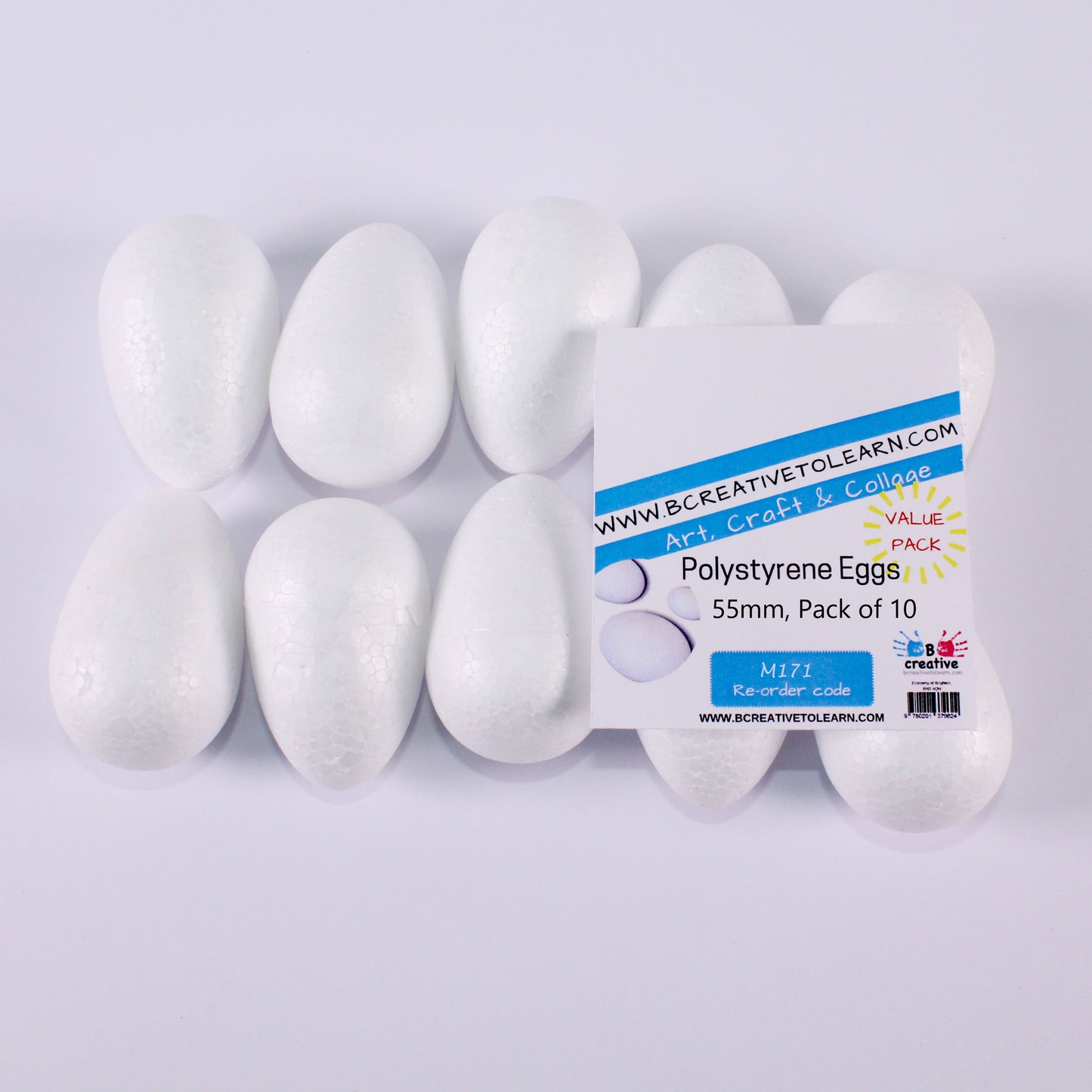 White Polystyrene Easter Craft Eggs 5.5cm Size
