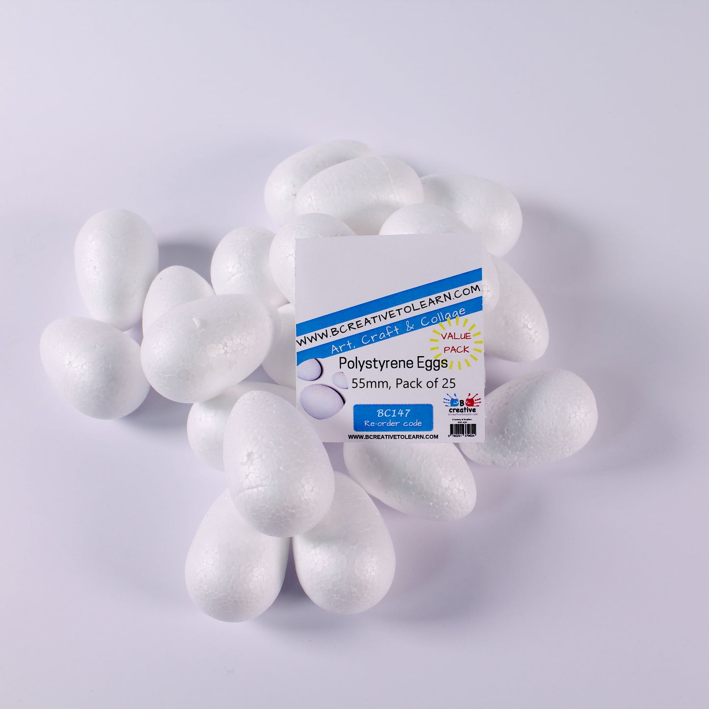 White Polystyrene Easter Craft Eggs 5.5cm Size