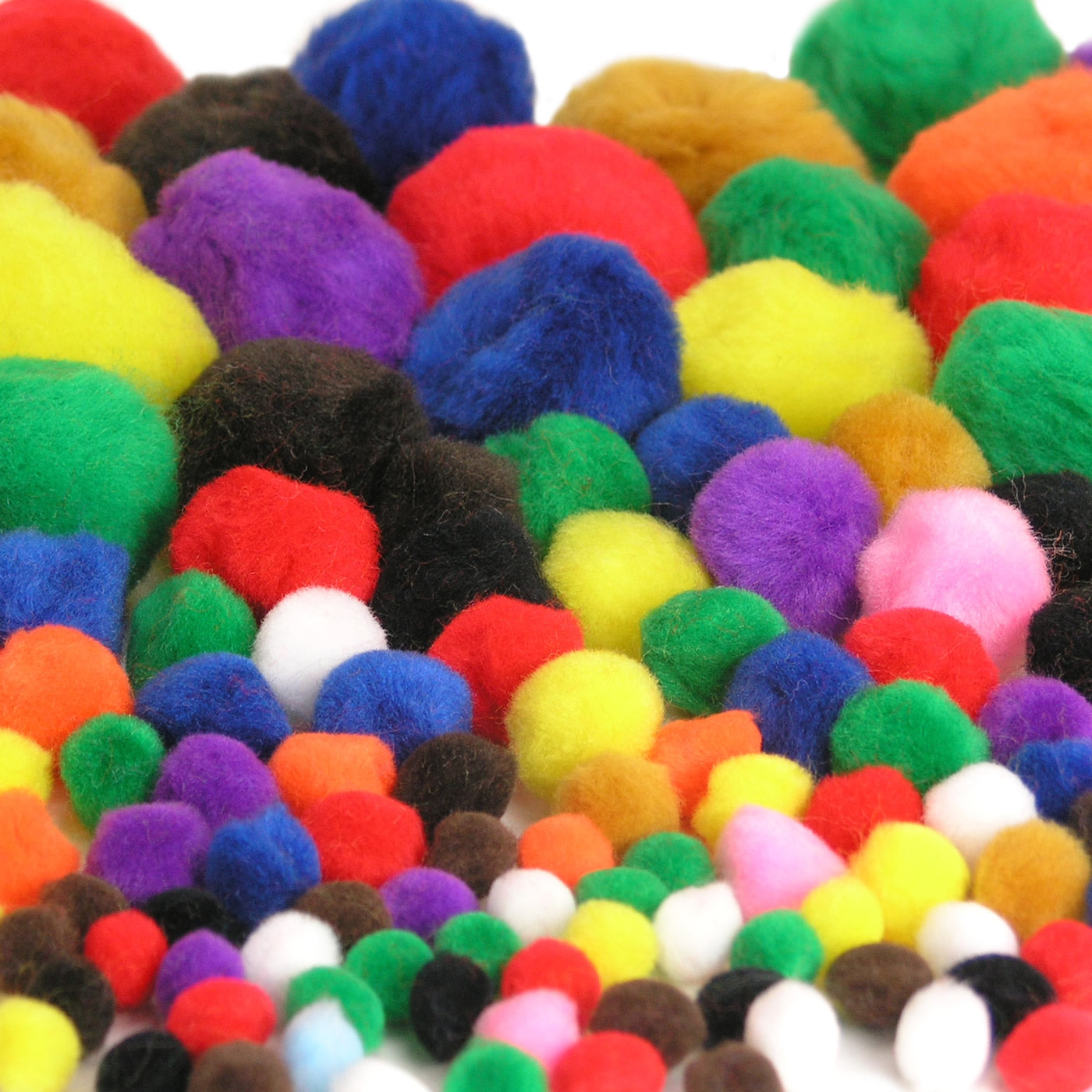 coloured assorted pom poms