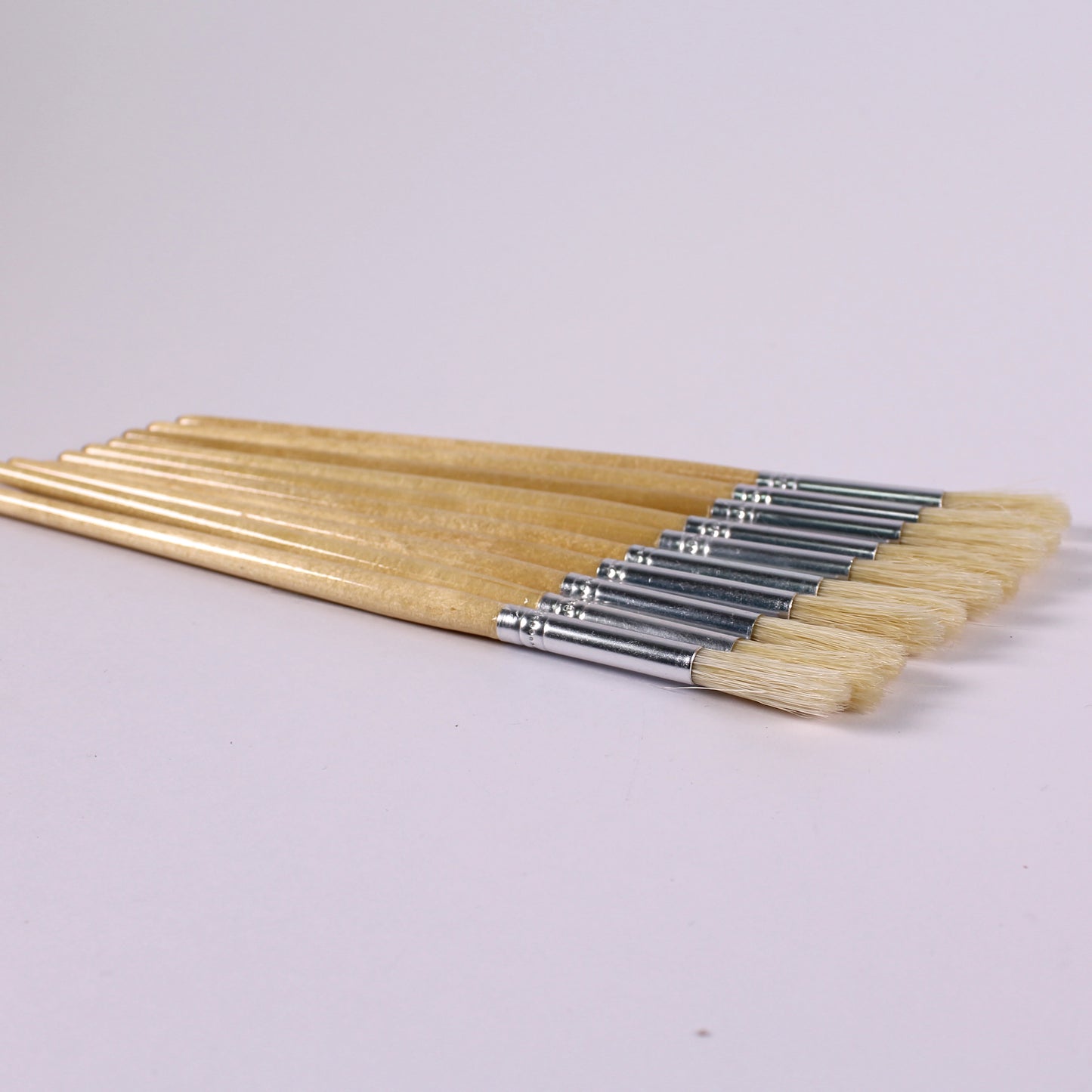 Hog Bristle Round Tip Paint Brushes Pack of 10 in Various Sizes