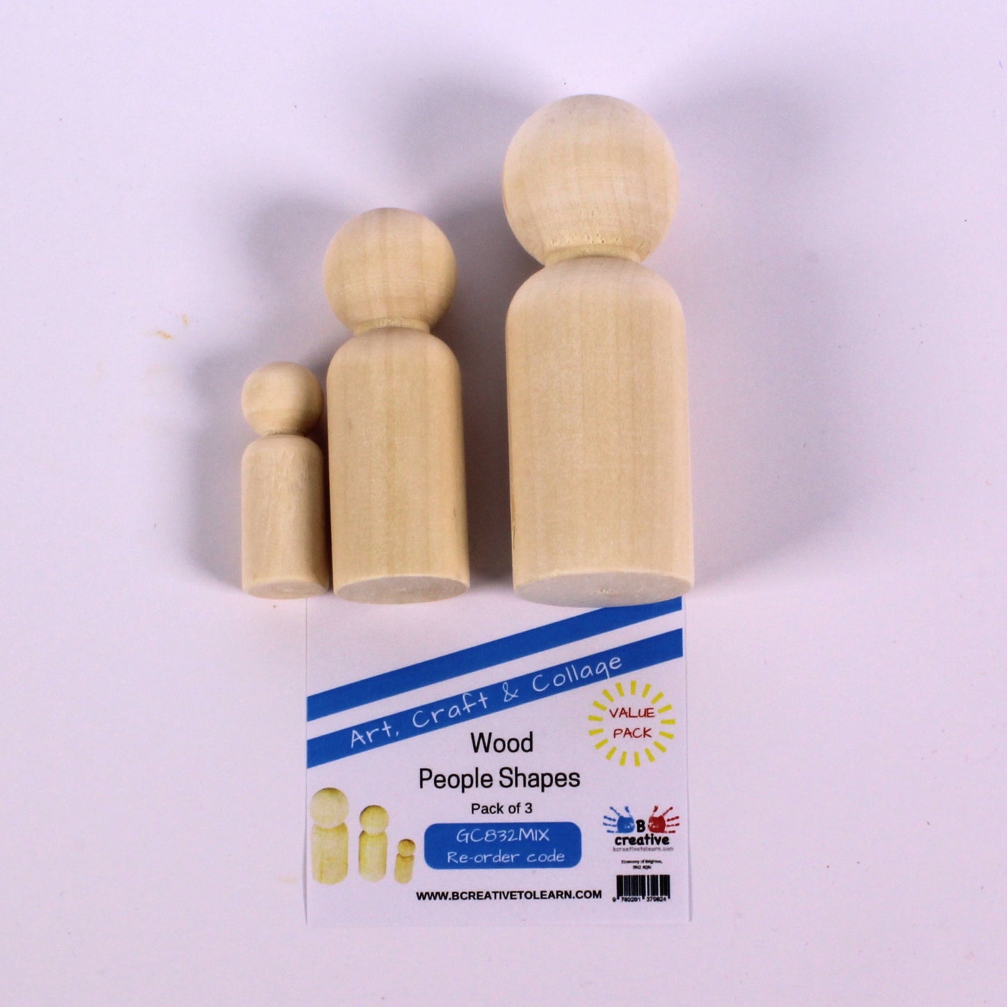 3D Wood People Shapes 3 Sizes Pack of 3