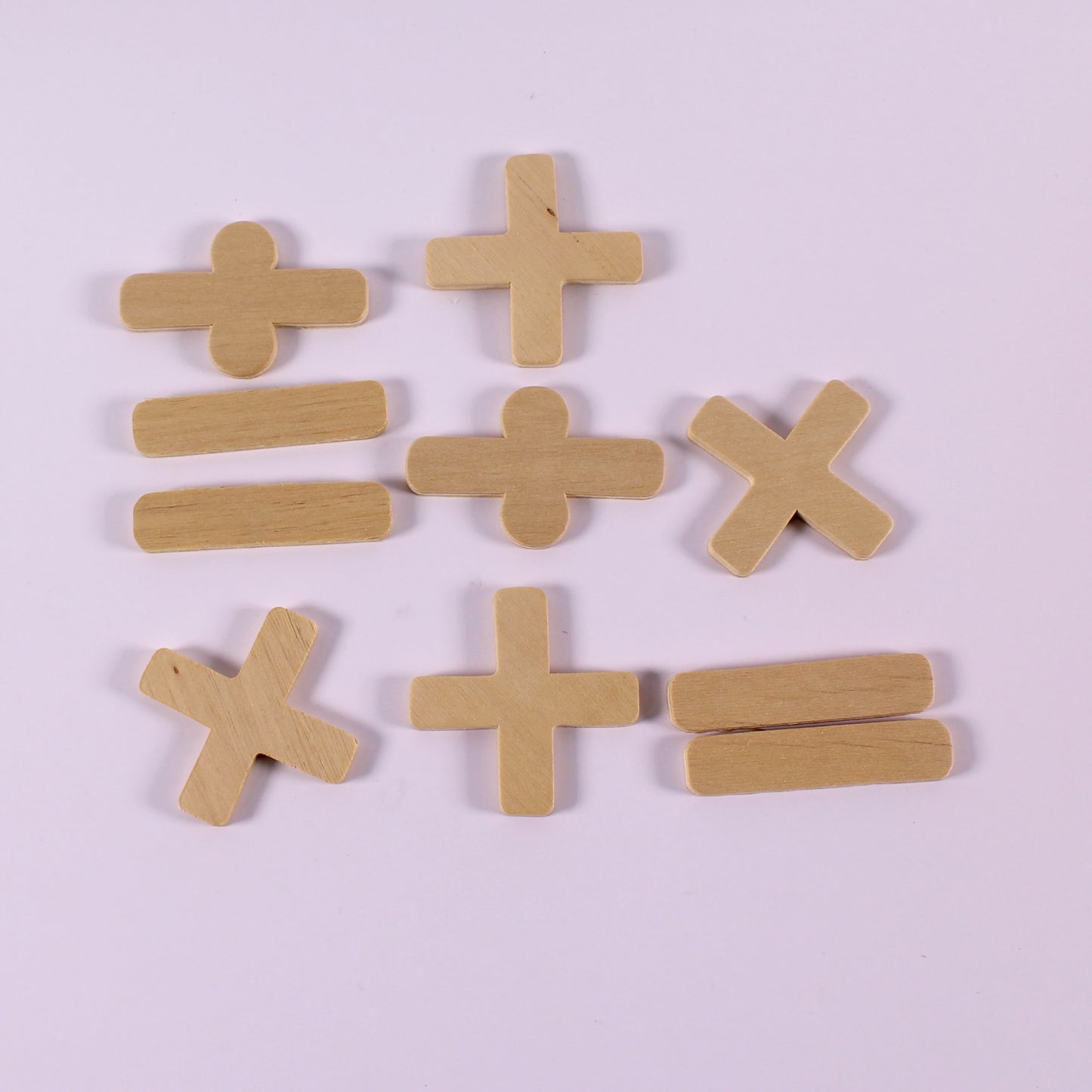 wooden math symbols