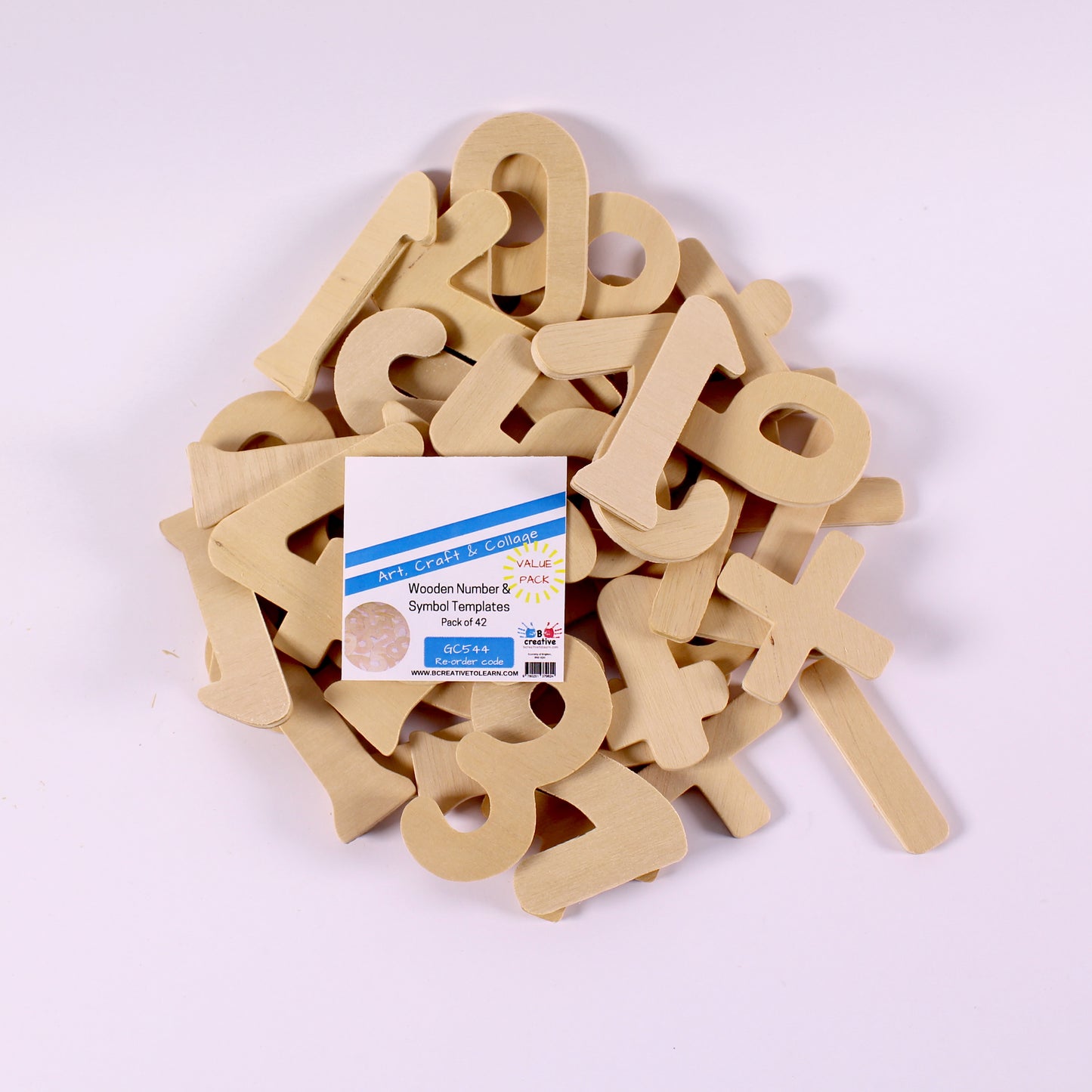 wooden math symbols