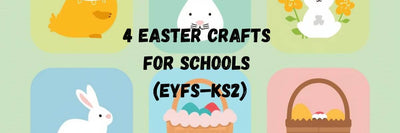 Easter crafts for schools EYFS KS1 KS2 poster with eight activity ideas