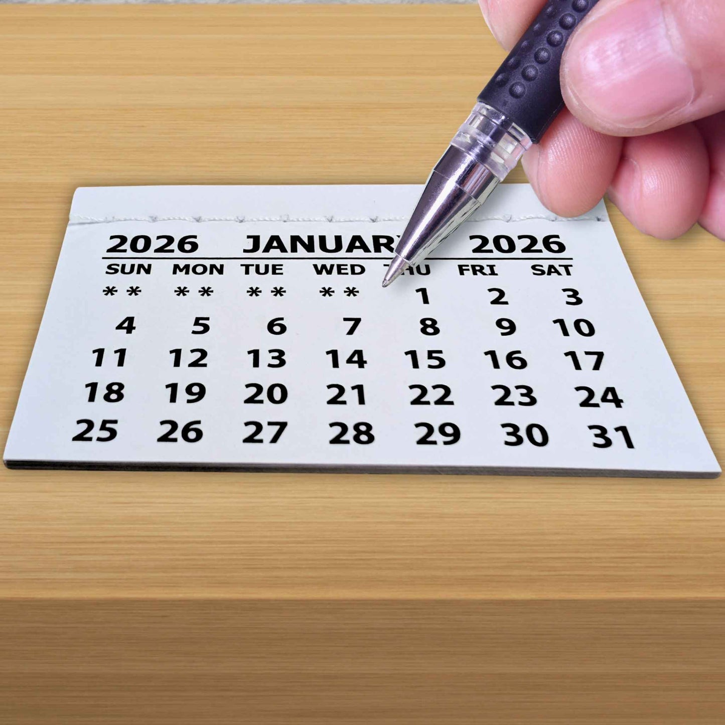 White Stitched Calendar Tabs Pads 2026