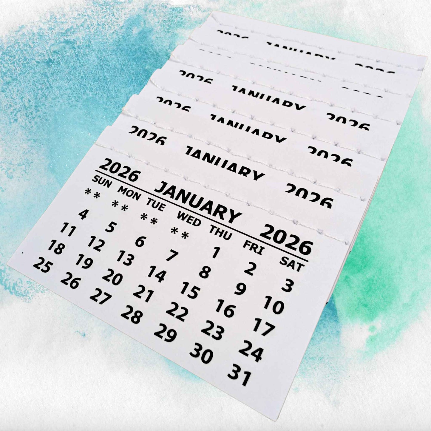 White Stitched Calendar Tabs Pads 2026