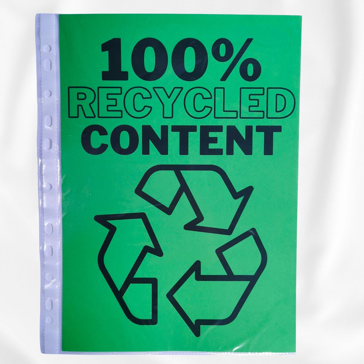 100% Recycled A4 Punched Pockets Pack of 100, 30 Micron Thick