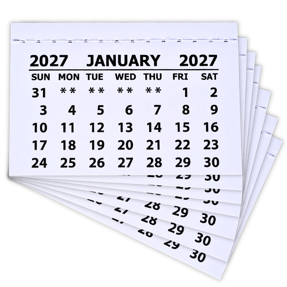 White Stitched Calendar Tabs Pads 2027