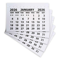 White Stitched Calendar Tabs Pads 2026
