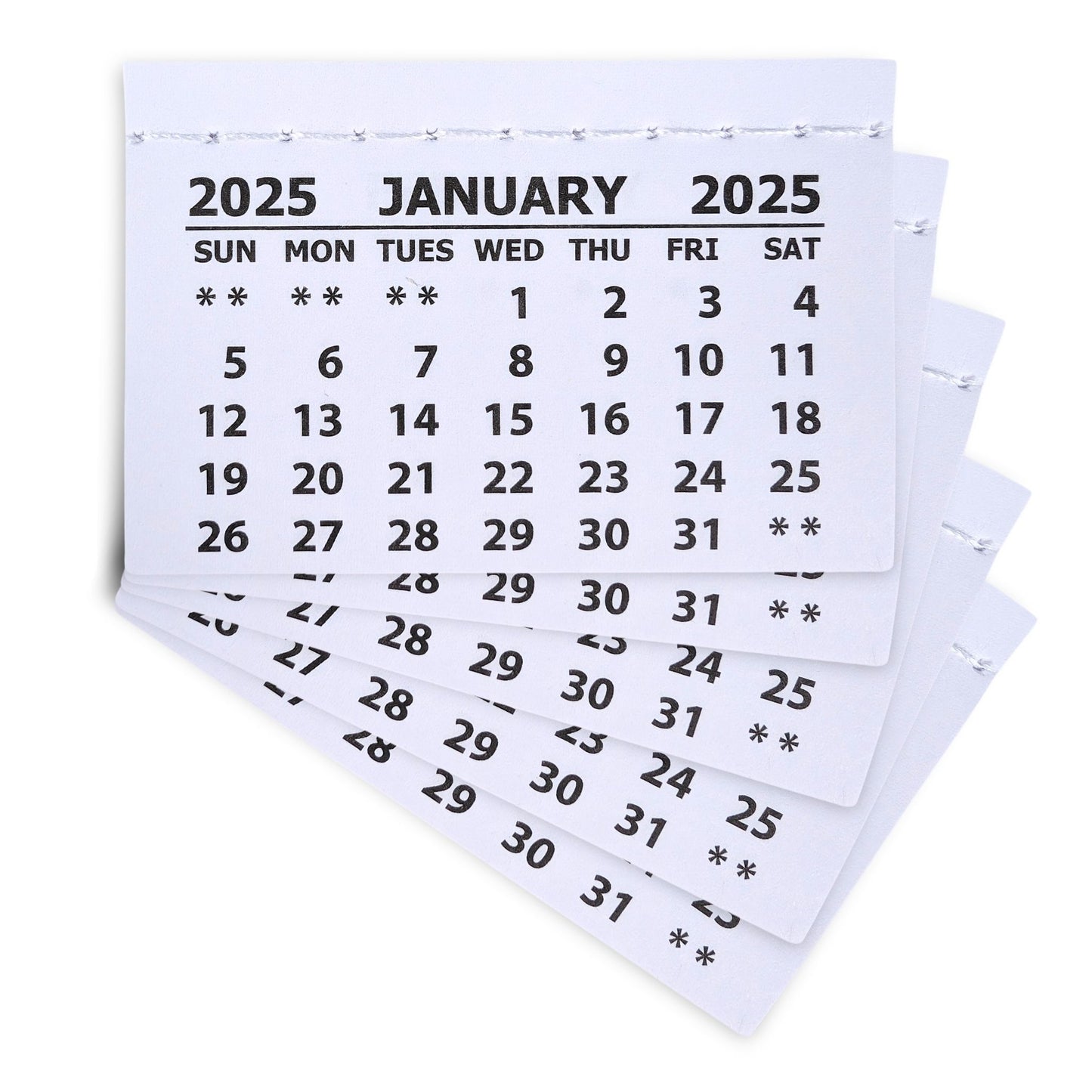 White Stitched Calendar Tabs Pads 2025