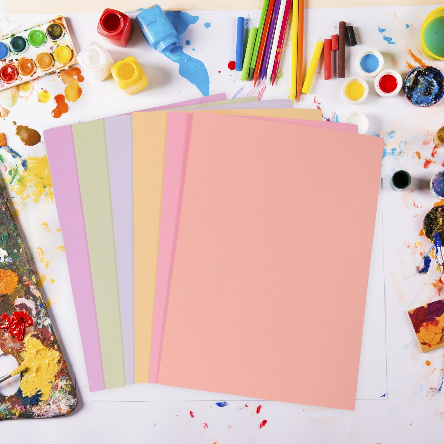 A4 Pastel Coloured 160gsm Card Pack 6 Colours 50 Assorted Sheets.