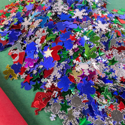 Plastic Christmas Confetti Spangles 100g Assortment of Shapes & Colours