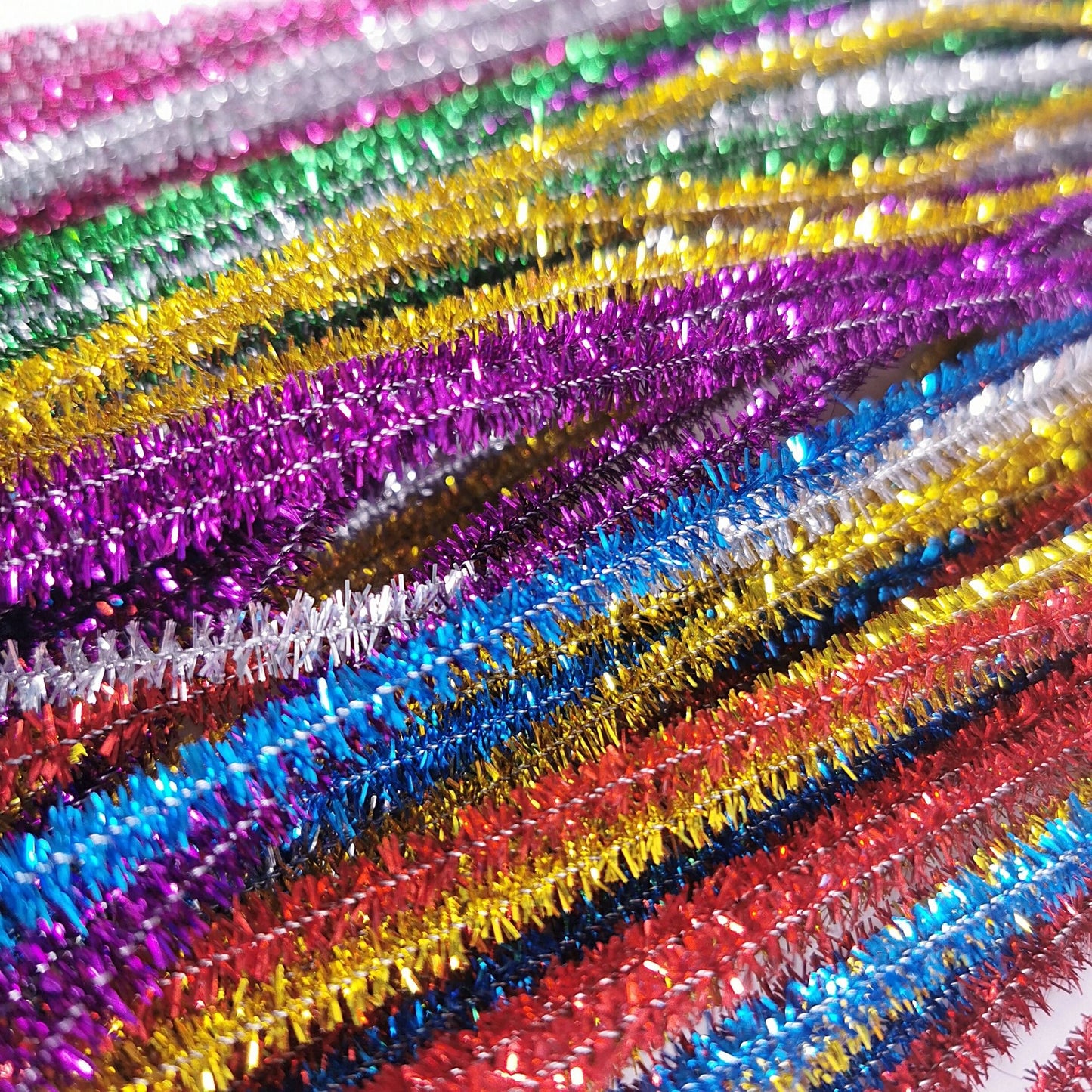 100 Tinsel Assorted Coloured Pipe Cleaners for craft - 30cm or 15cm Long Kids Craft Supplies