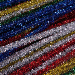 100 Tinsel Assorted Coloured Pipe Cleaners for craft - 30cm or 15cm Long Kids Craft Supplies