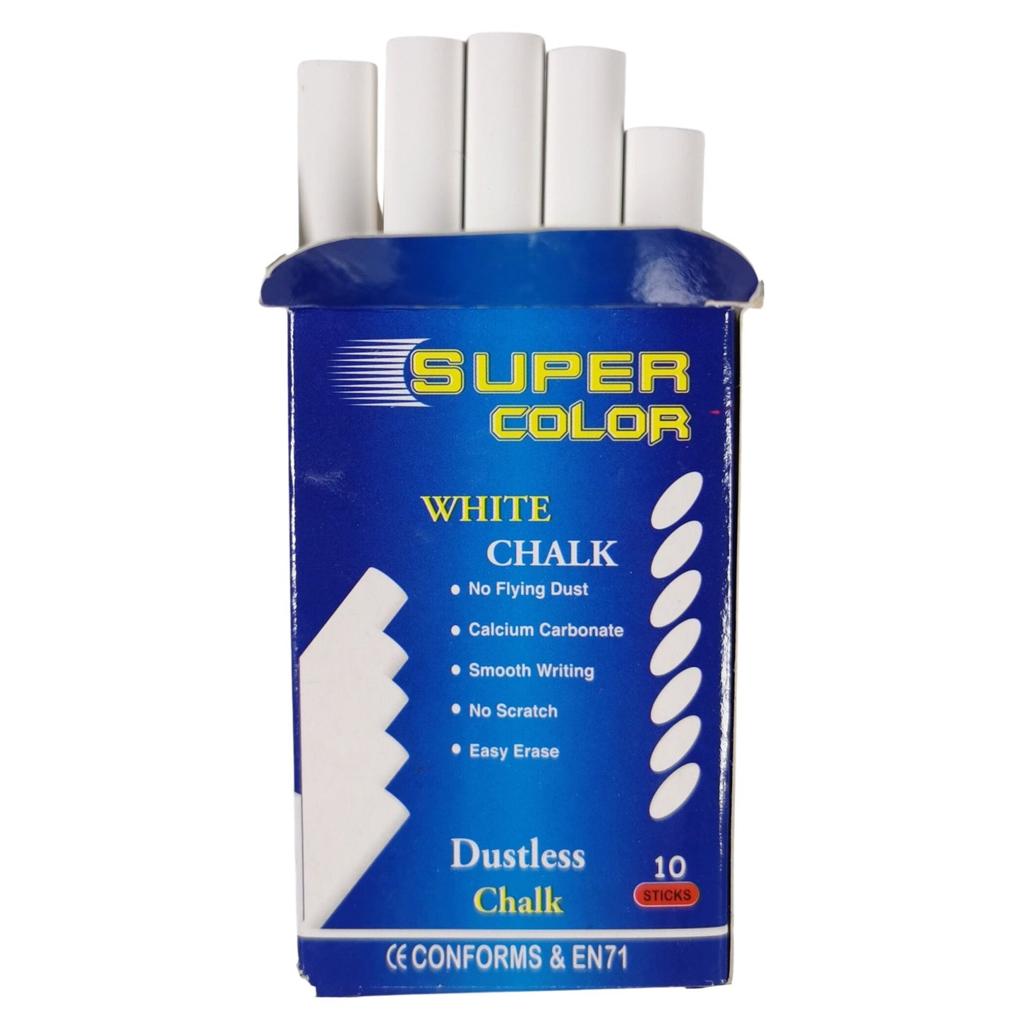 Dustless White Chalk Pack of 10 Sticks