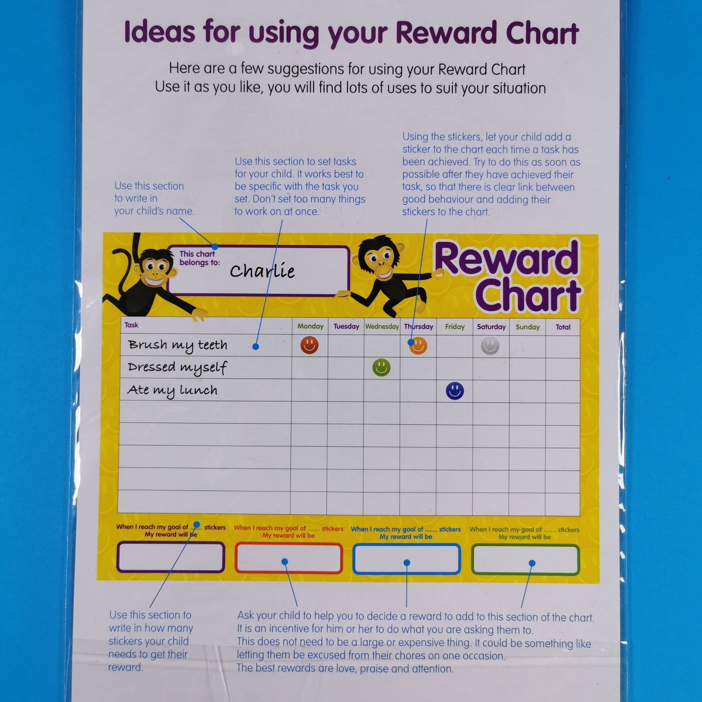 Reward Chart Set Pack of 4 Include 252 Reward Stickers