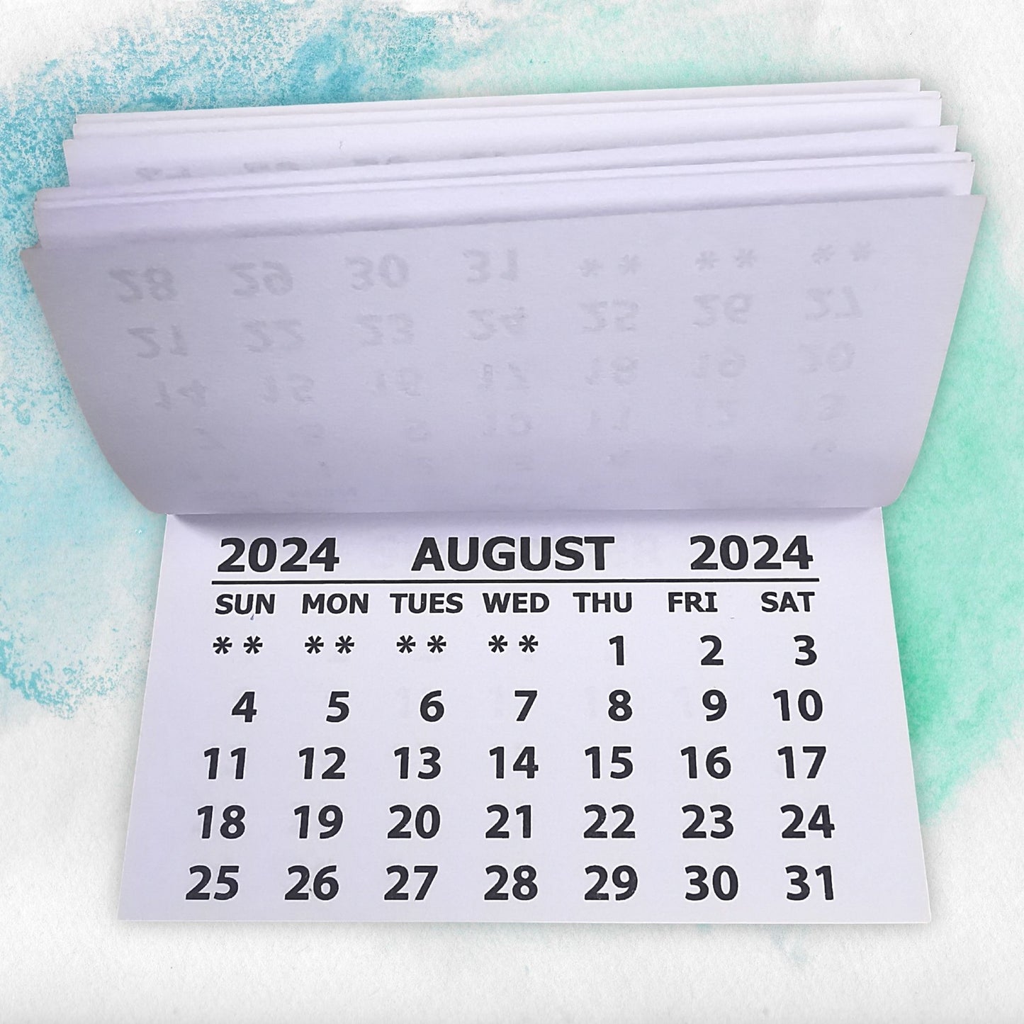 White Stitched Calendar Tabs Pads 2024