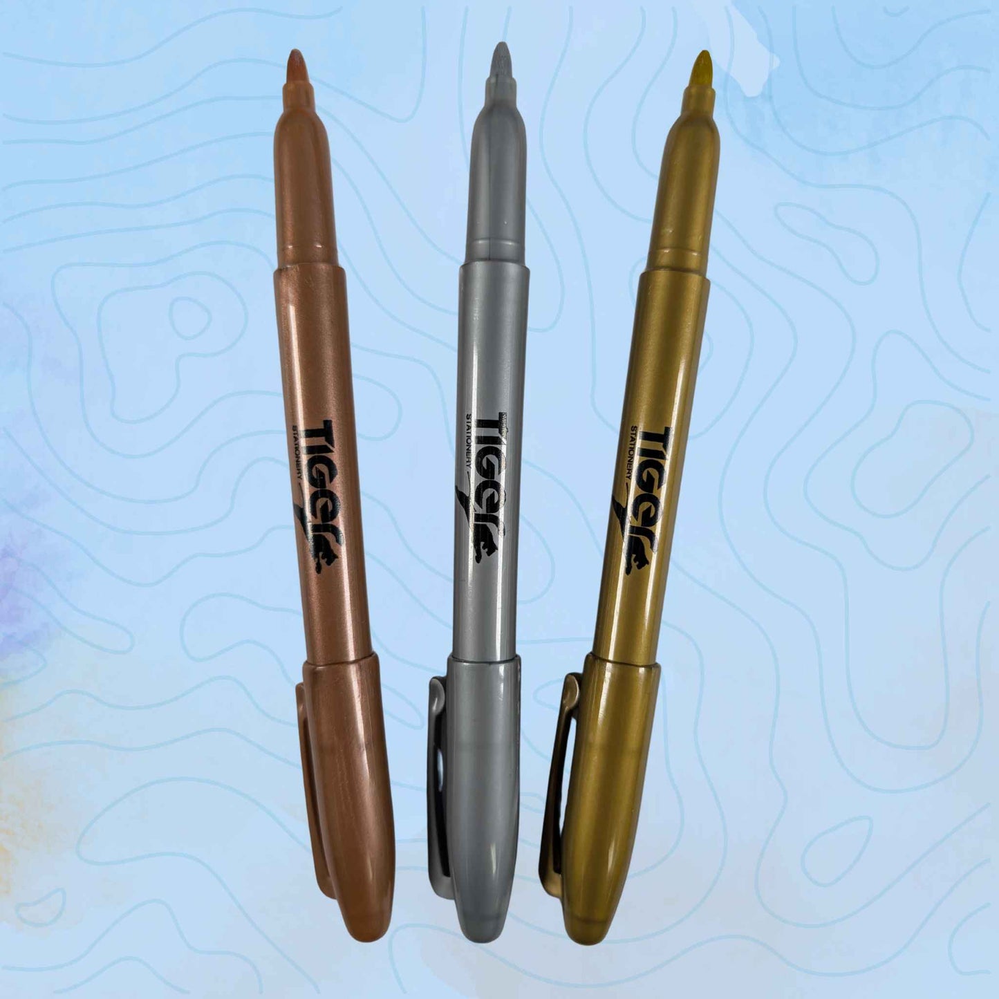 Metallic Marker Pens Non-Toxic Bullet Tip Pack of 3 Gold Silver Bronze