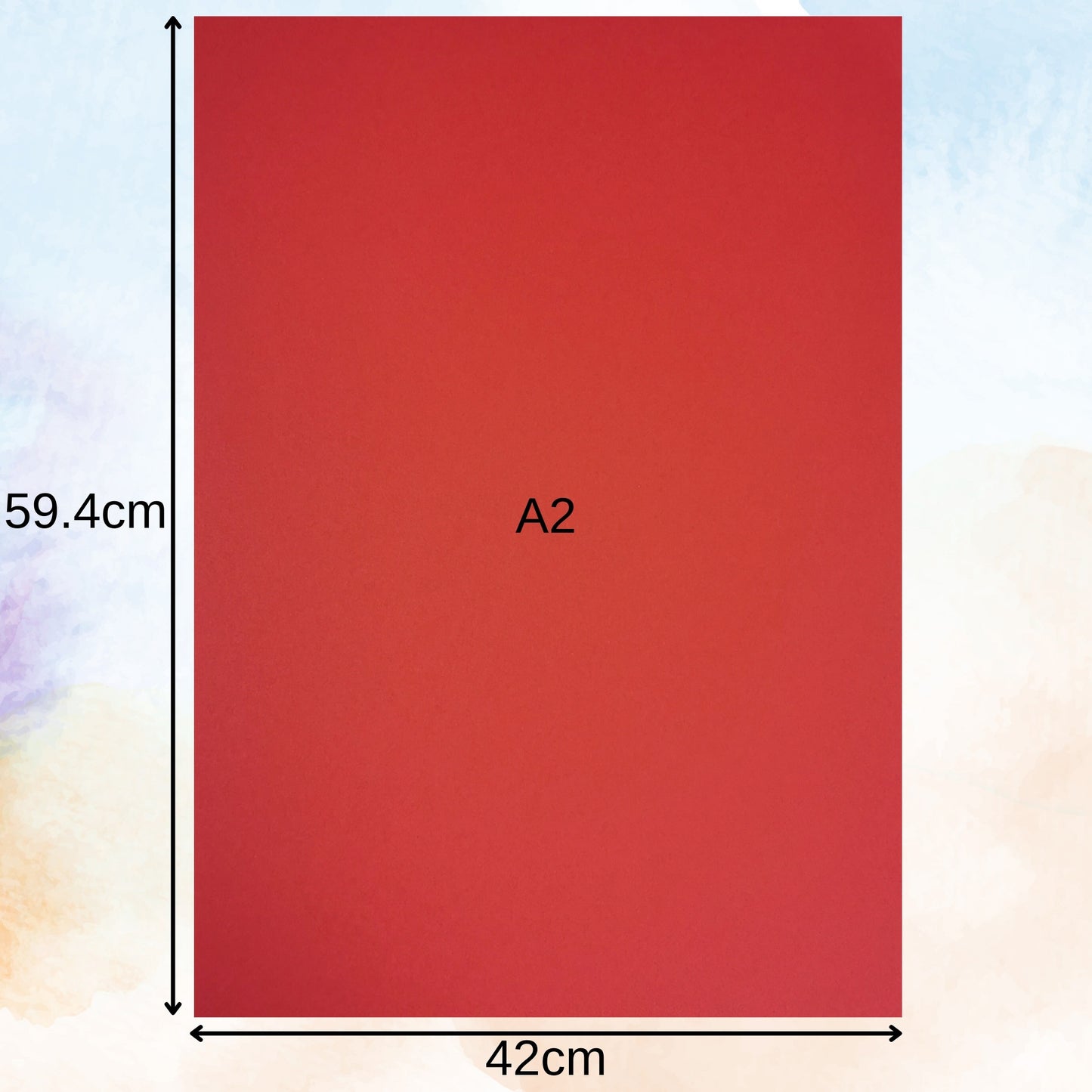 Large A2 Red Card 10 Sheets 180gsm Card Pack