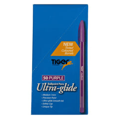 50 Purple Biro Ultra-glide Ballpoint Pens 1mm Tip
