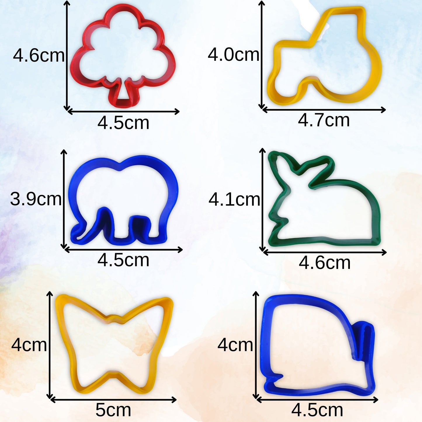 Assorted Coloured Plastic Dough Cutters Pack of 12 for Playdough & Baking
