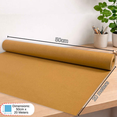100% Recycled Kraft Paper Roll 50cm x 20m – 80gsm Brown Craft Paper for Wrapping, Packaging & Drawing
