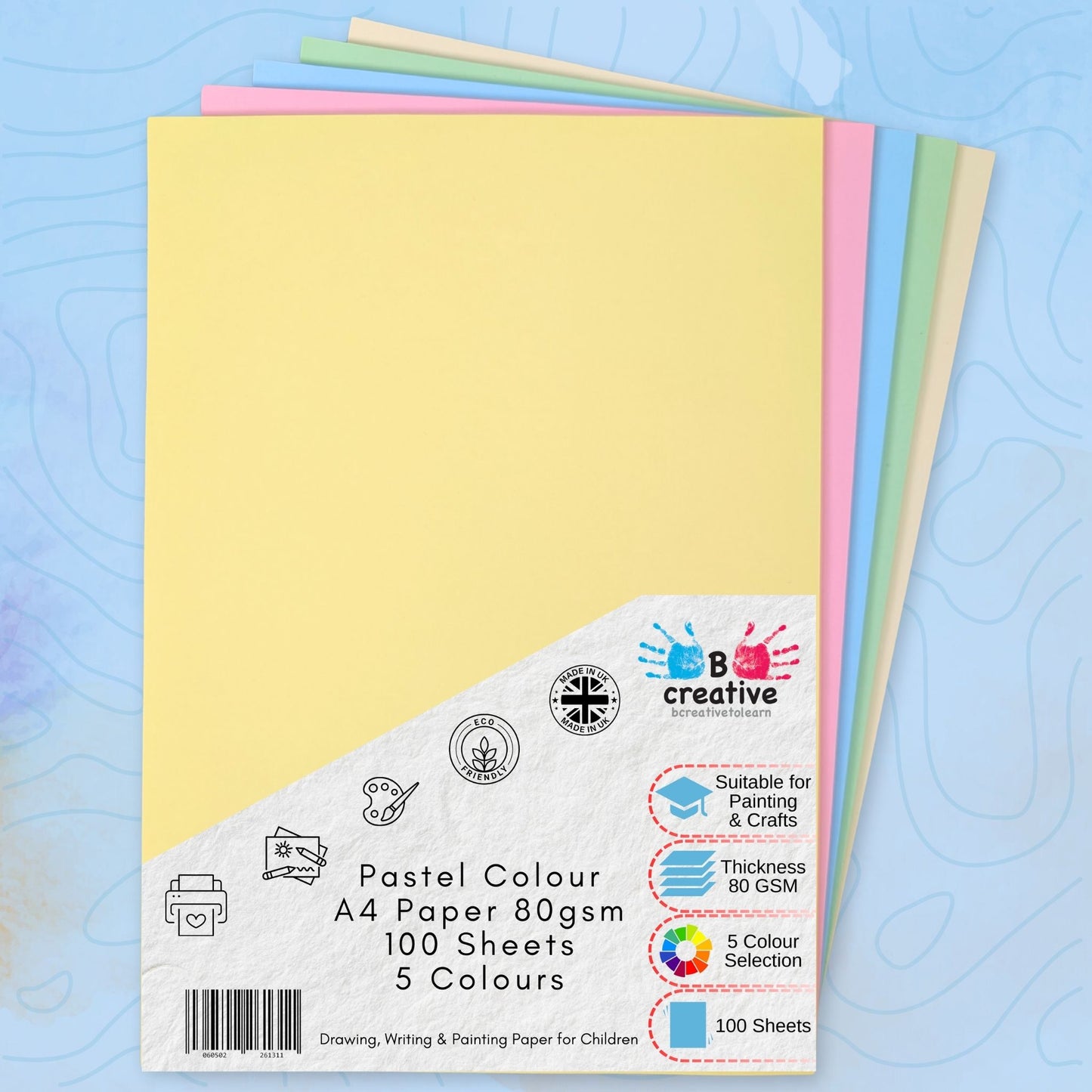A4 Paper Pastel Coloured Assortment 100 Sheets 80gsm