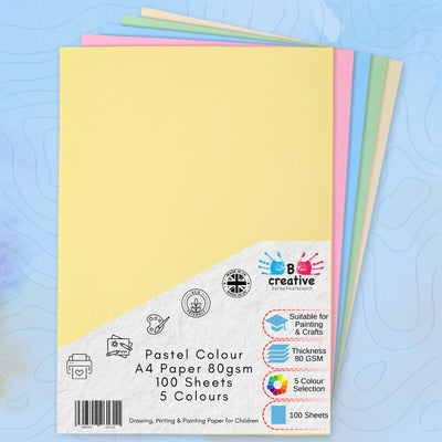 A4 Paper Pastel Coloured Assortment 100 Sheets 80gsm