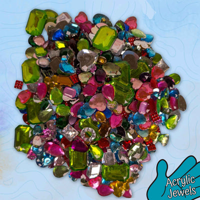 Acrylic Jewels & Gemstones 70-454g Classroom Craft Pack - Flat Backed