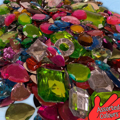 Acrylic Jewels & Gemstones 70-454g Classroom Craft Pack - Flat Backed