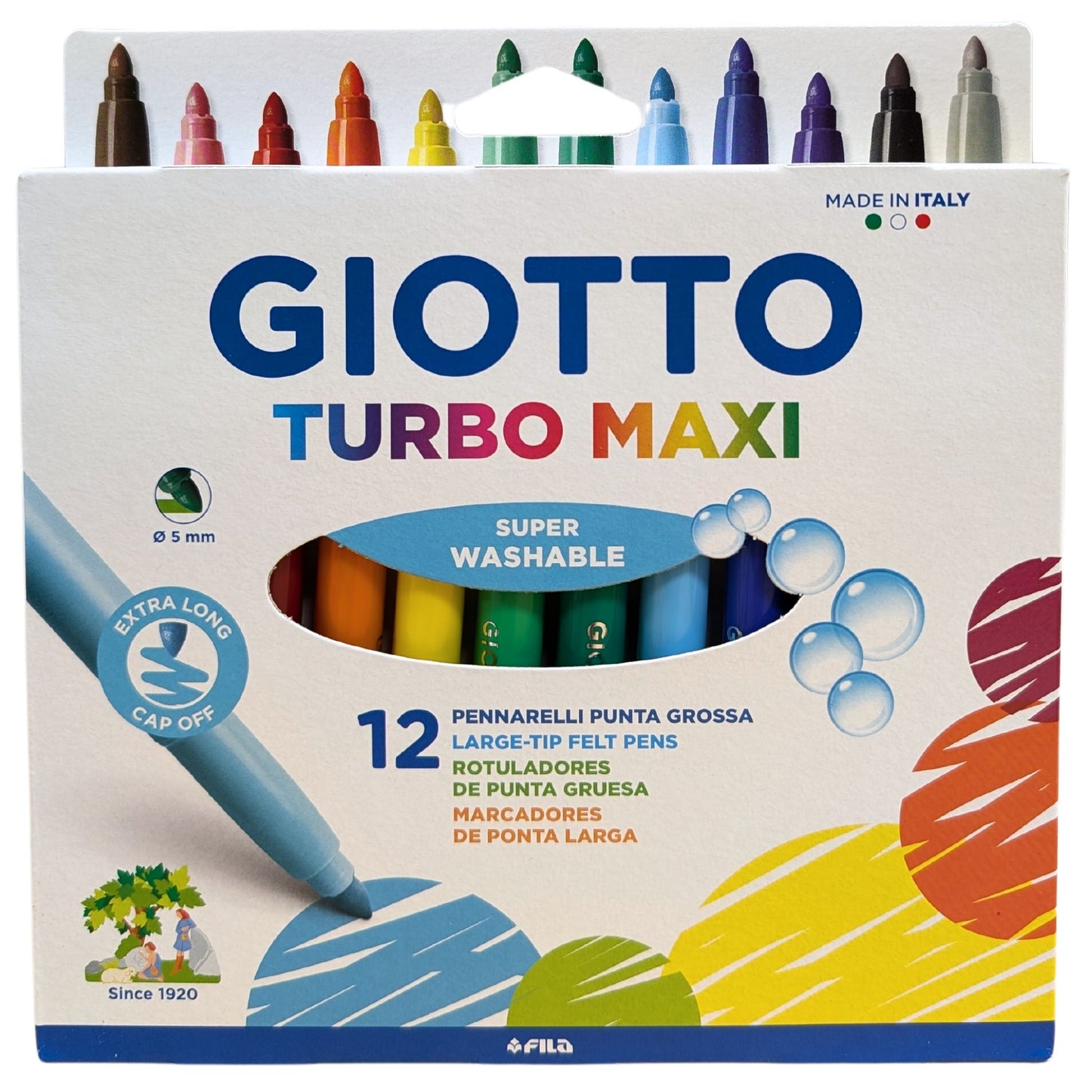 Giotto Turbo Maxi Washable Bold-Tip Felt Pens