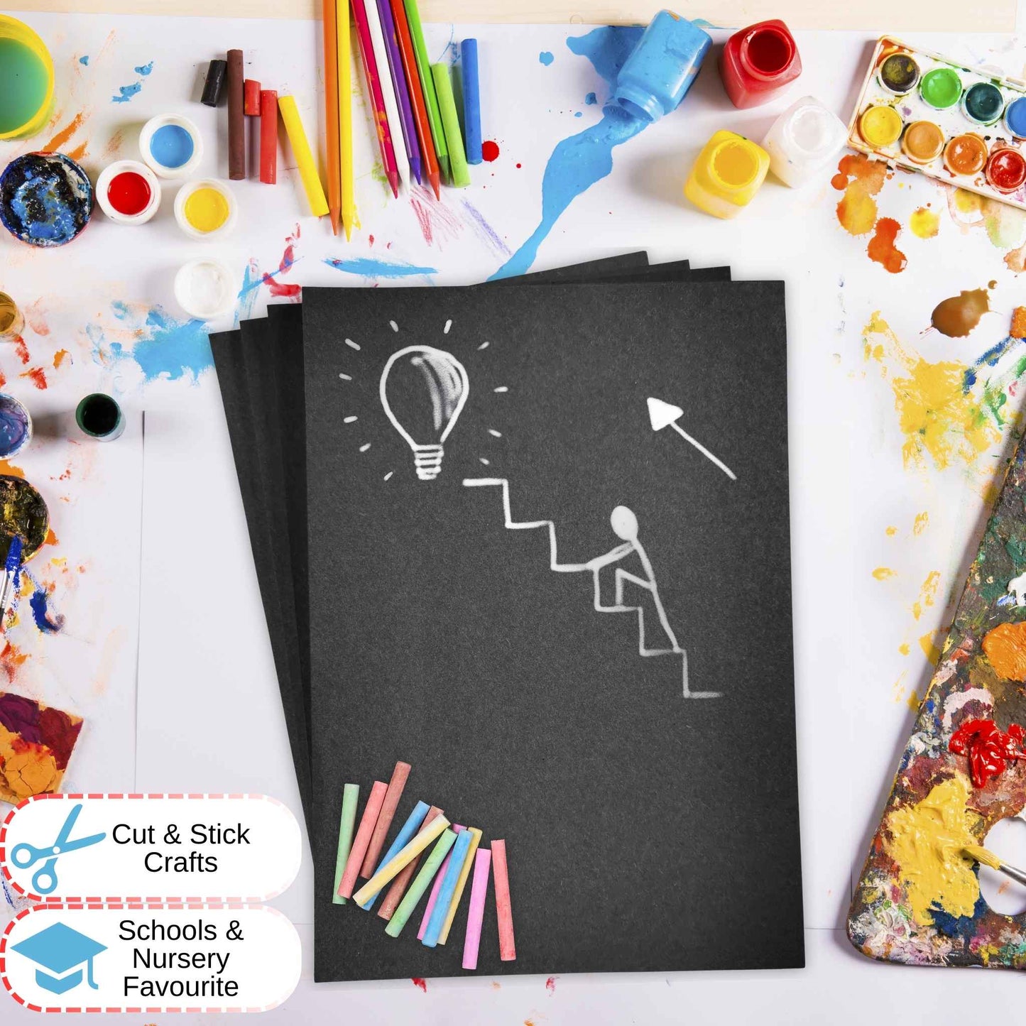 A4 100% Recycled Black Sugar Paper 100gsm