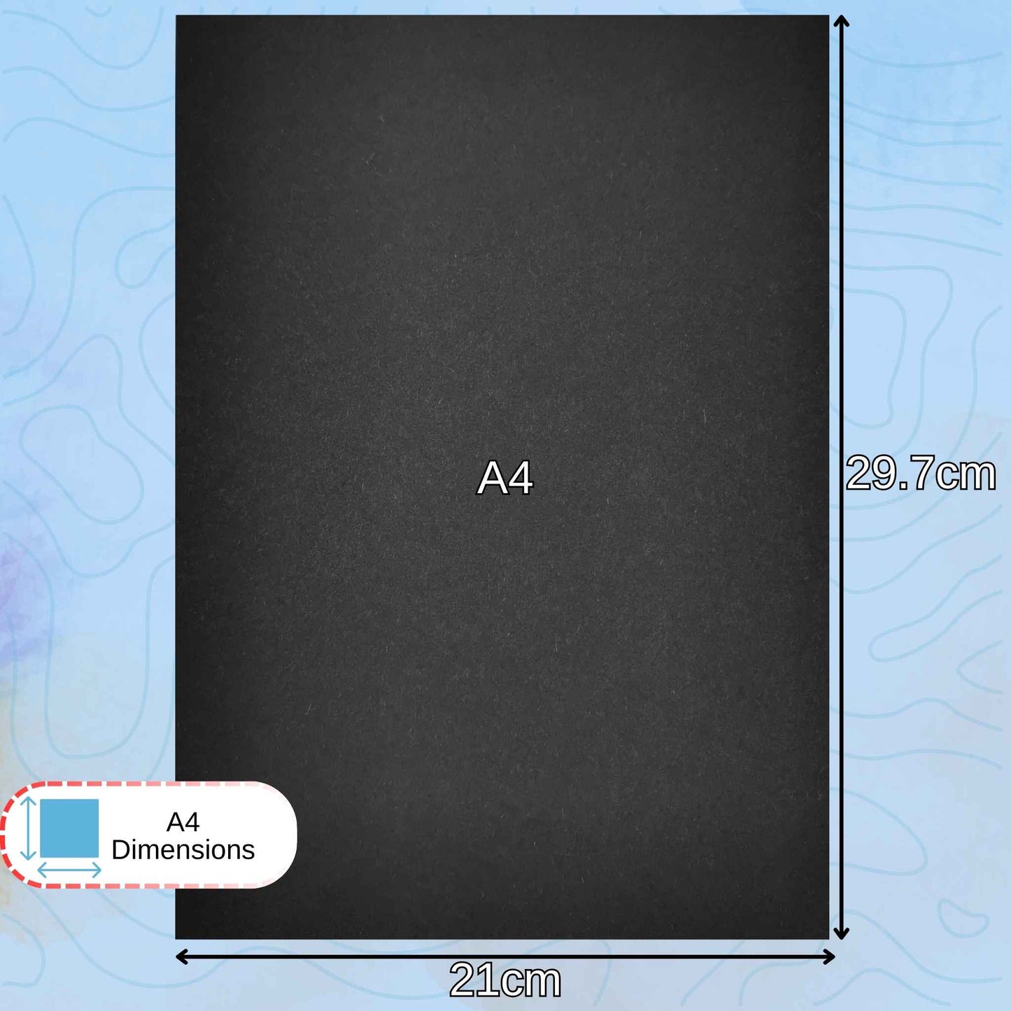 A4 100% Recycled Black Sugar Paper 100gsm