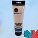 Tube of Daler Rowney Simply Acrylic Gloss Medium on a light blue background