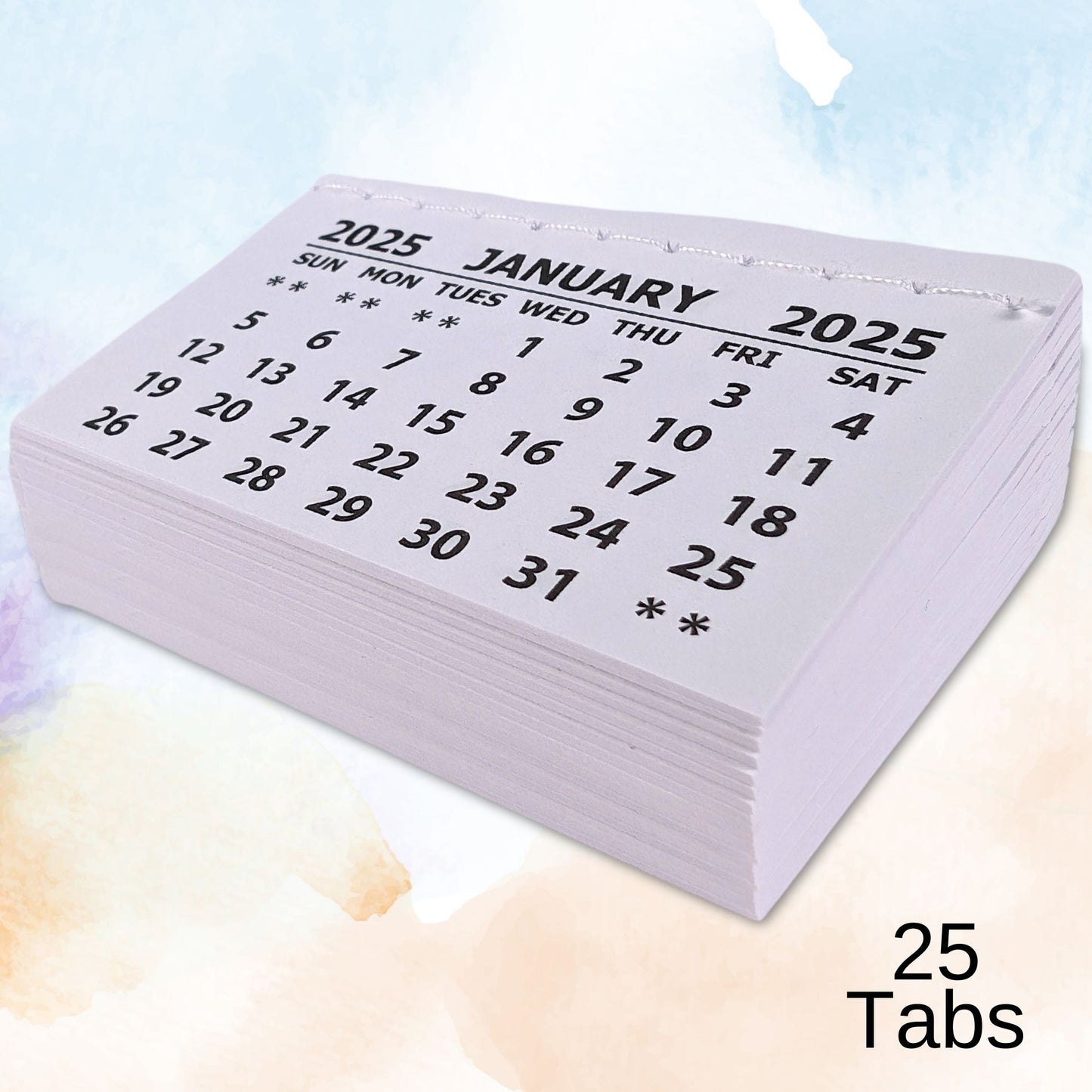 White Stitched Calendar Tabs Pads 2025