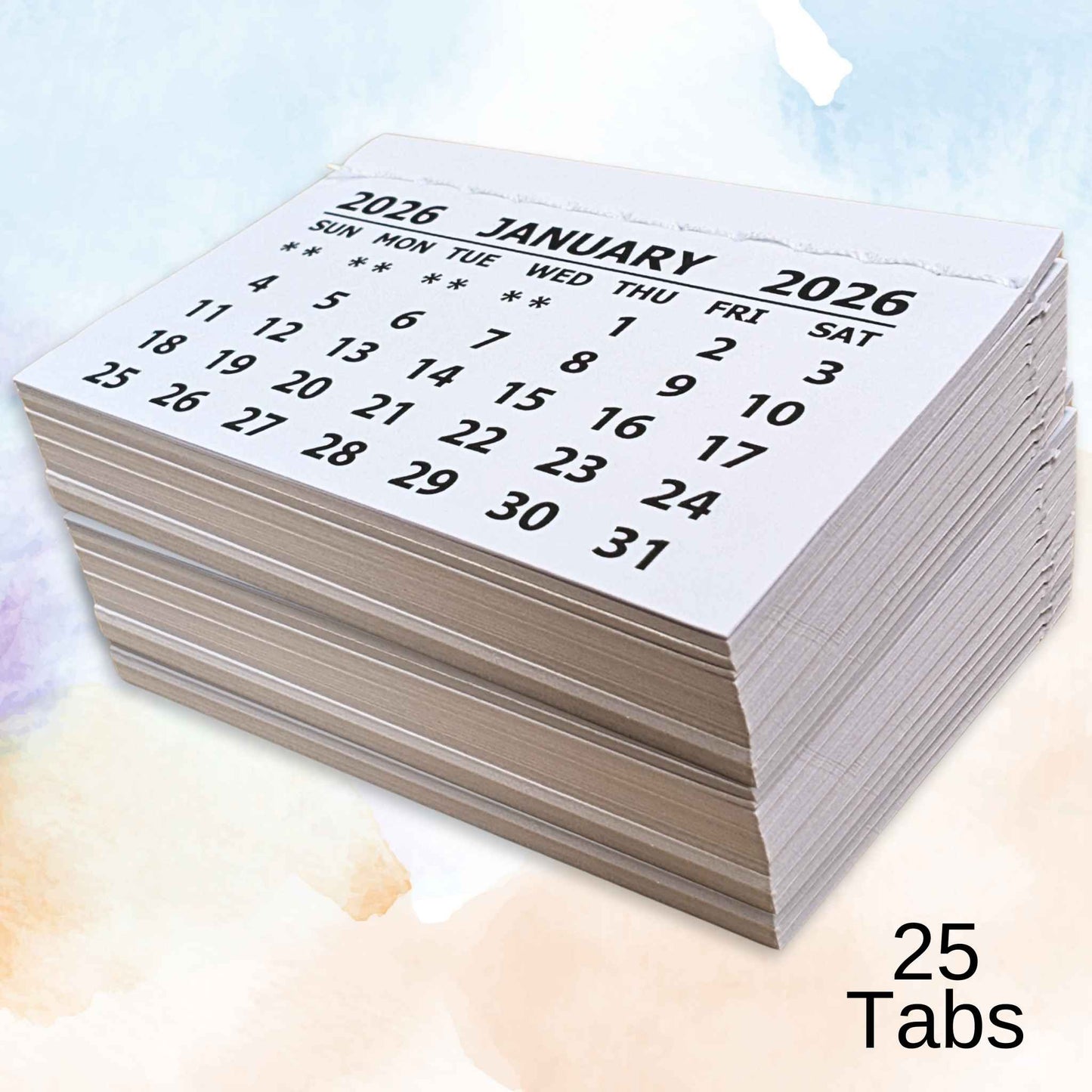 White Stitched Calendar Tabs Pads 2026
