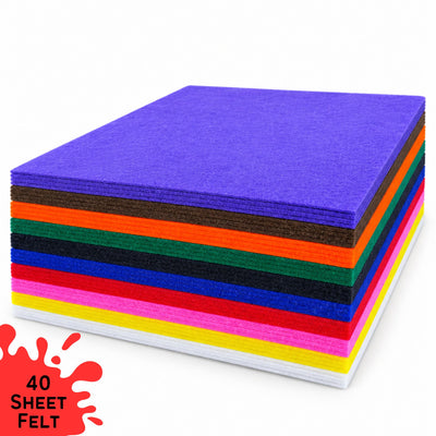 40 coloured craft felt sheets in 10 colours, 23 x 30cm