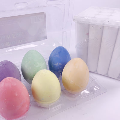 Easy to Hold Chalk Bundle - 20 White Giant Chalk Sticks and 6 Coloured Egg Chalks for Kids