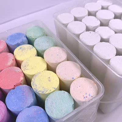 School Playground Chalk – 40 Jumbo Washable Chalks in Handy Tubs for Group Use