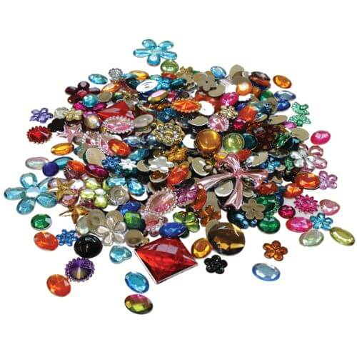 Acrylic Jewels & Gemstones 70-454g Classroom Craft Pack - Flat Backed